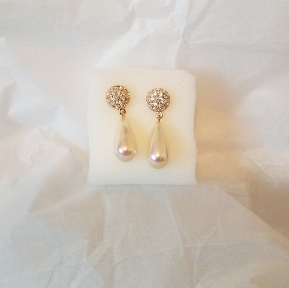 Vintage Faux Pearl & Gemstone Earrings - Picture 1 of 3